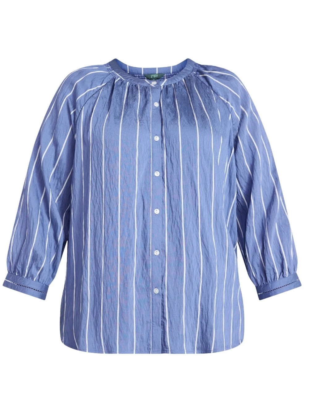 Terra & Sky Women's Plus Size Button Blouse with 3/4-Length Sleeves